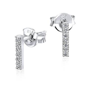 Rhodium Plated Silver Stud Earrings STS-3077-RP
